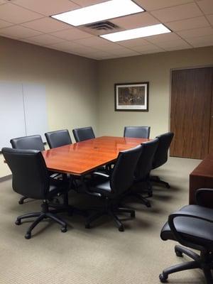 Our Large conference room is available by the half and full day. 
   
    Included: Wi-Fi, whiteboard, flat screen TV, Telephone.