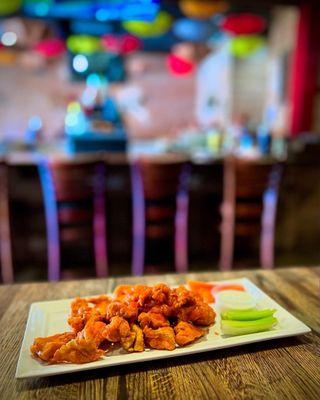 Crispy Chicken Bites with Buffalo sauce - yummy! Generous portion too