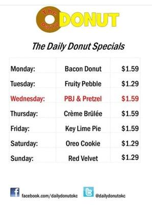 New daily donut selections including the PB&J pretzel donut.