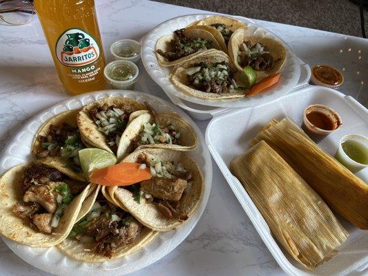 Tacos, tamales, & mango jarritos! (IG: @ mylifeaskat_)