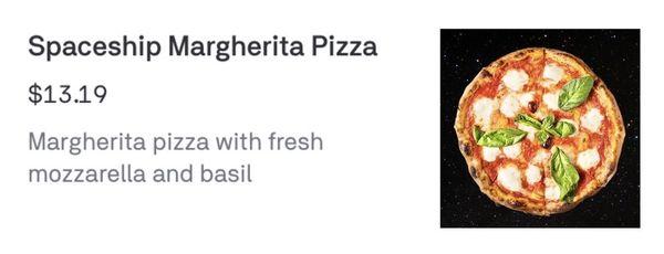 The Margerita pizza on their web site not at all what we got.