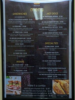 Sandwiches, Wraps and Specialties Menu. 3/20/2023