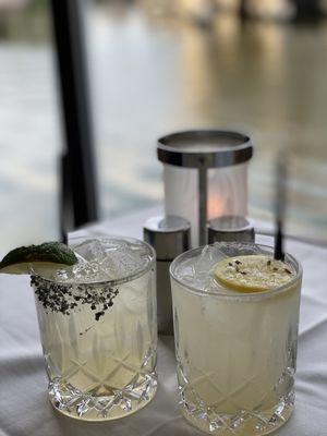 Mango Habanero margarita (left) Lemon & Lavender cocktail (right)