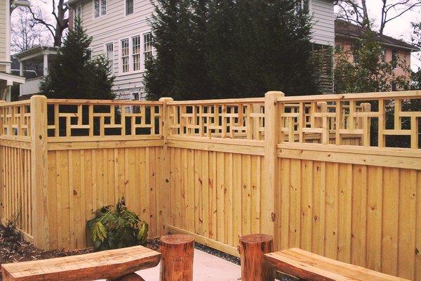 wood, cedar privacy + ornate top