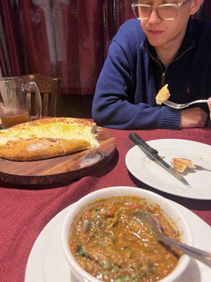 Chashushuli (a lamb dish- think bolognese meets curry) & their signature cheese bread with egg yolk (nothing to compare it to, so good)