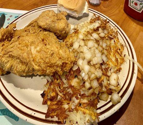 Hash browns w/onion- 2  white meat. My dinner