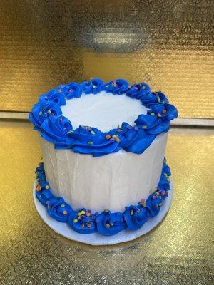 Simple blue and white cake