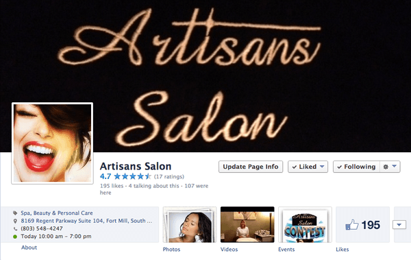 follow us on facebook at www.facebook.com/artisanssalonfortmill