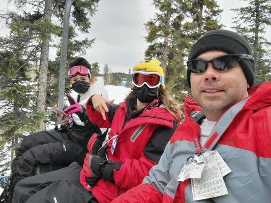 On the ski lift