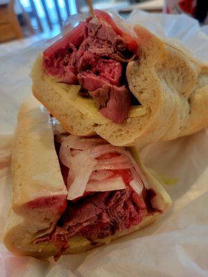 Roast beef and provolone hoagie