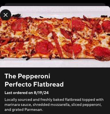 What they claim you are getting when you order The Pepperoni Perfecto Flatbread