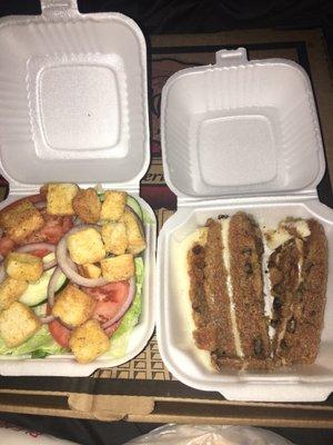 Salad and Carrot Cake