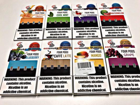 JUUL compatible EON PODS with 6% nicotine (Pineapple Crush, Cool Mint, Silky Strawberry, Watermelon, Blueberry, Caffe Latte, Mango, Grape)