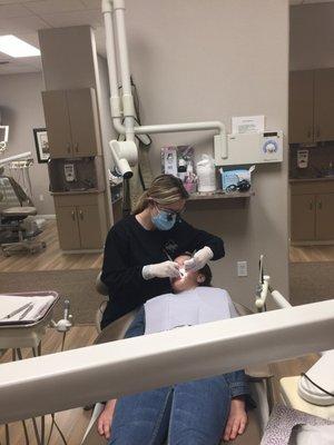 My daughter getting her teeth cleaned!! Love Christine!!