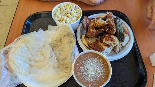 $27 Whole rotisserie chix (8 PCs) family meal, 2 large sides, mix of corn wheat tortillas (6). Very good + fresh salsa bar 2-13-24