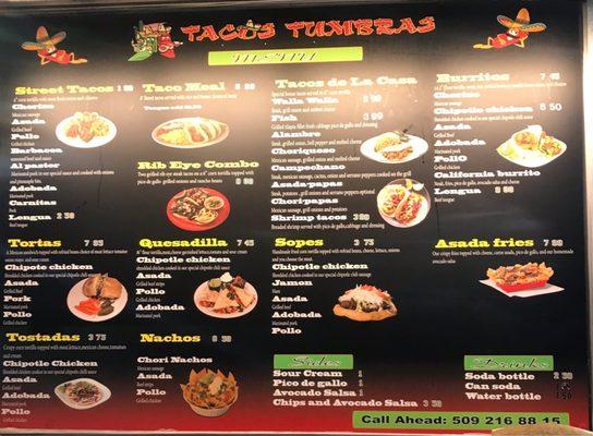 Updated menu photo. Current as of February 2021. They added a few new items.