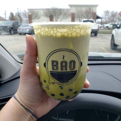 Thai Green Tea Boba with Tapioca Pearls