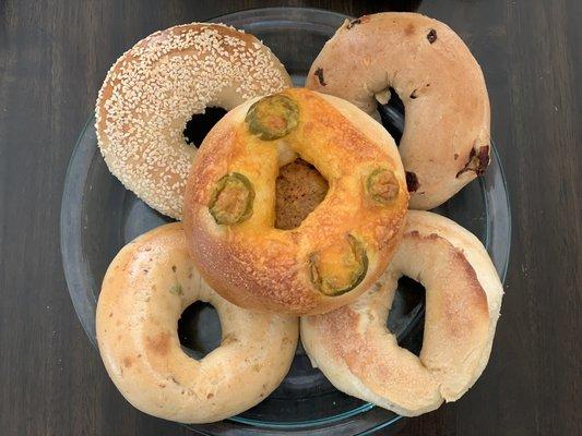 Bagels about to be enjoyed at home!