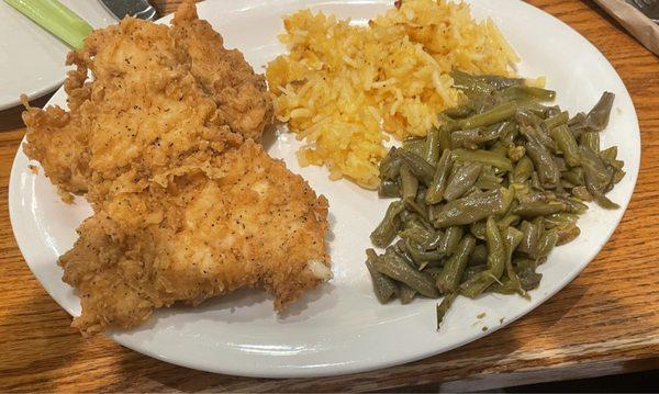 Chicken Fried Chicken, Country Green Beans, Hashbrown Casserole