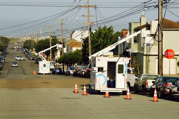 Building Gigabit Fiber Internet right out to the sea. San Francisco, Sunset District.