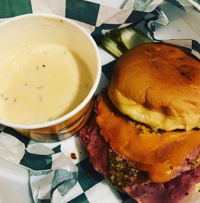 Soup and the Irishman Sandwich