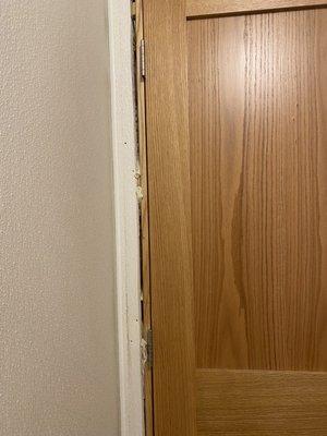 Cold, poorly made bathroom door frame