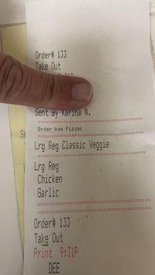 Receipt dose say garlic chicken