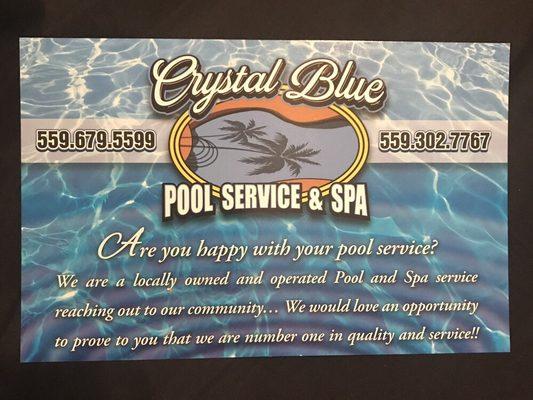 Give us an opportunity to provide you with excellent pool service.