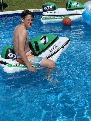 The water sports games and toys for kids are awesome!!  Even the older kids enjoy the swimline water jets!