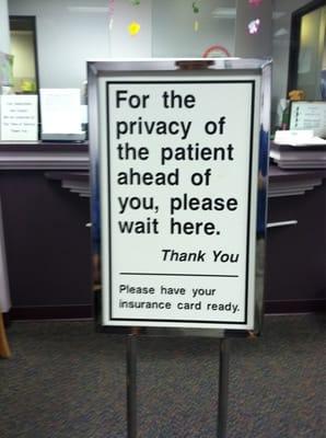 Sign at checkin