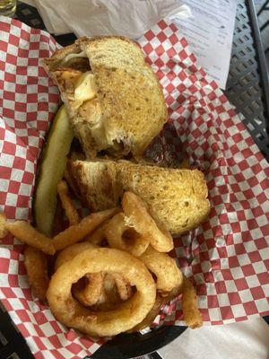 Turkey Reuben and onion rings!!