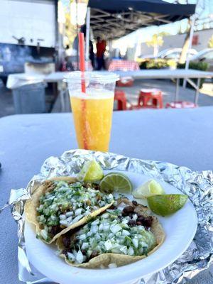 Tacos and agua de Piña