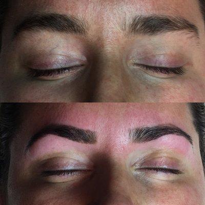 Before and after brow wax and tint