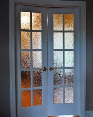 Pattern glass for privacy.