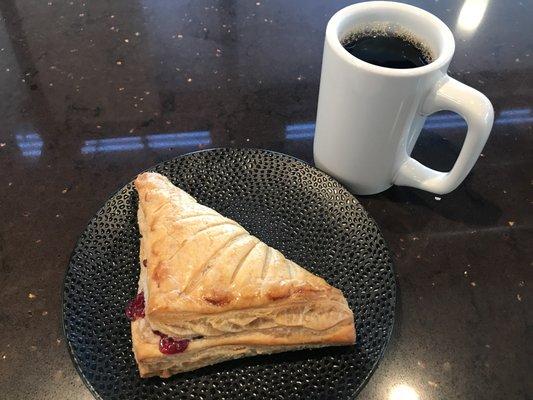 scratch made cherry turnover and locally roasted coffee