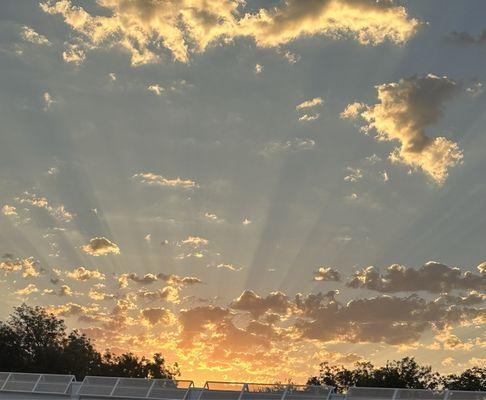 Beautiful October sunrise from the parking lot of the coffee shop