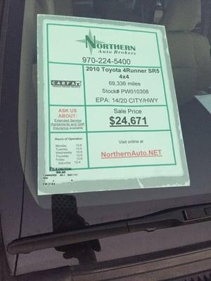 This is the Sticker price showing that they are selling it for $24,671 and they WOULD NOT honor this price!!!