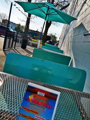 Brand New Patio with lights and umbrella