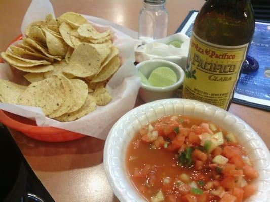 Salsa and chips....not ceviche.