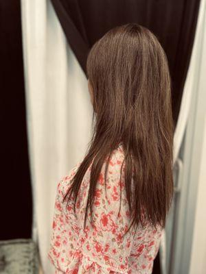 Extensions? Her natural hair? Natural color? If you can't tell, just know that that's the point! The end goal=great hair!