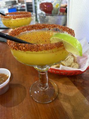 Mango margaritas with Tajin