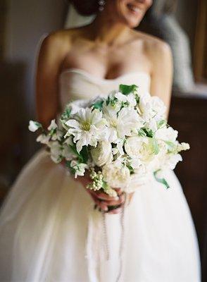 Bride w/ Bridal Bouquet. Rosemary Events & Jose Villa Photo