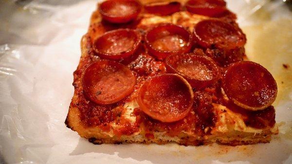 Spicy pepperoni square. $5