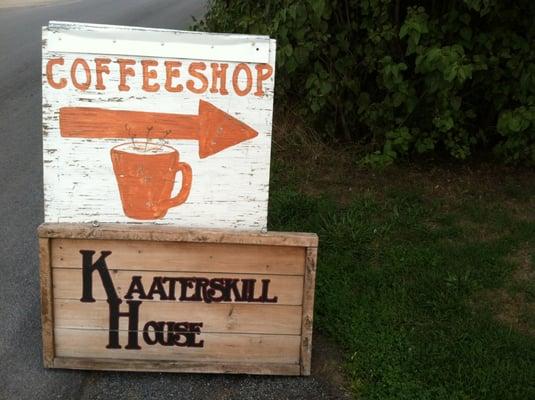 Sign in front of the nearby Kaaterskill Coffee House (literally a house). Aaree makes a great cup of coffee and knows Lewis.