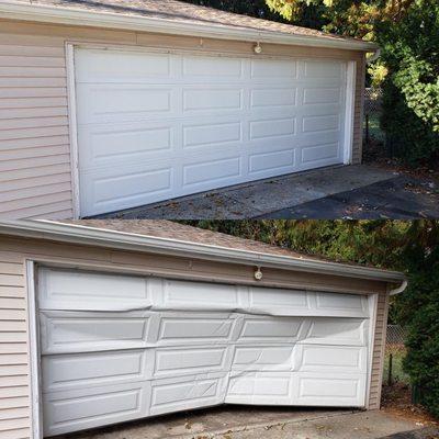 Broken Garage Door Before and After