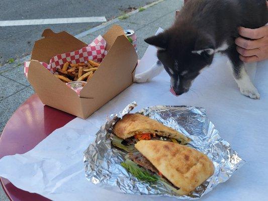 Brisket sandwich and fries and @KleeKai_Keiko