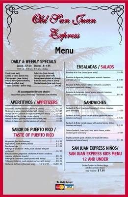 Old San Juan Express - Menu 1 of 2