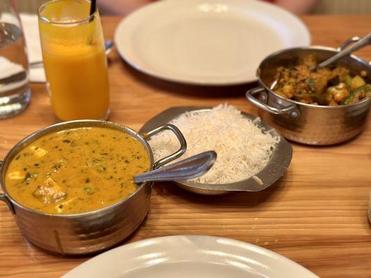 Jain  Mutter Paneer and Aloo Gobi