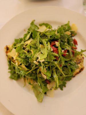 Brunch Item - Chicken paillard with arugula, sundried tomatoes and shaved parmesan was tasty!