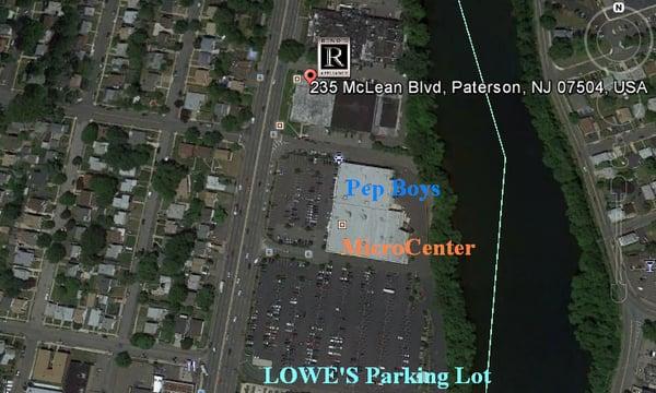 View of our Paterson Store via Google Earth.  235 McLean Blvd.(RT 20 NORTH) DIRECTLY AFTER PEP BOYS!